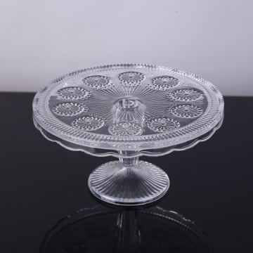 Wholesale Wedding Decorative Embossed Glass Cake Plate