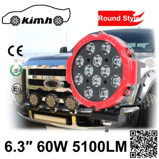 6.3 Inch Wholesale RED LED Work Light, Round Style 12V Black LED Work Lamp