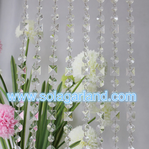 Décoration de mariage de brins de perles carrées en cristal acrylique élégant