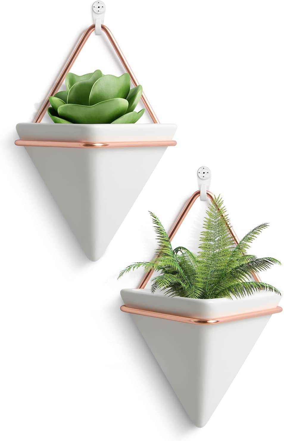 2 Pack Ceramic Geometric Wall Planters