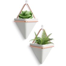 2 Pack Ceramic Geometric Wall Planters