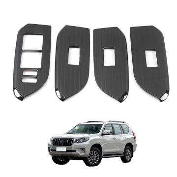 Carbon Fiber Window Glass Lift Switch Cover for Toyota 2018 Prado Stainless Steel Interior Accessory