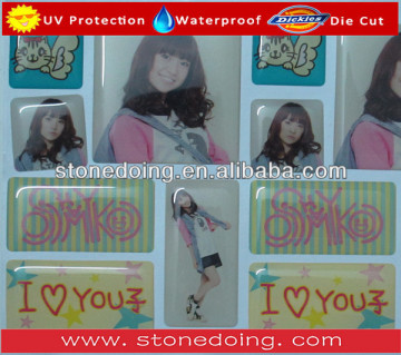 Full color Custom printed 3D epoxy dome sticker sheets