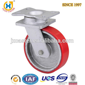 industrial Kingpinless Top Plate Swivel PU on cast Iron core Caster with Loading Capacity 700kg