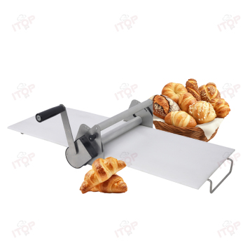 Mesin Bakery: Sheeter Doh atas meja untuk pizza dan croissant - ketebalan doh 1-17.5mm, keluli perak