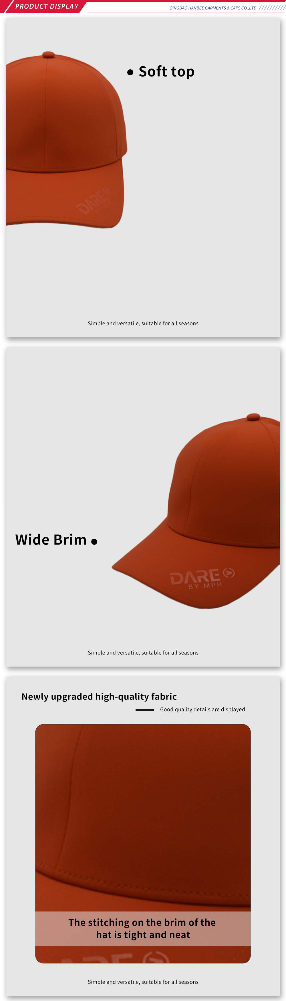 Orange Seamless Hat with Adjustable Strap