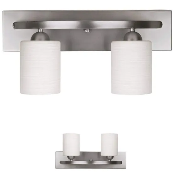 Modern Bathroom Vanity Lighting - 2 Lights Glass White Shade Brushed Nickel Stainless Steel