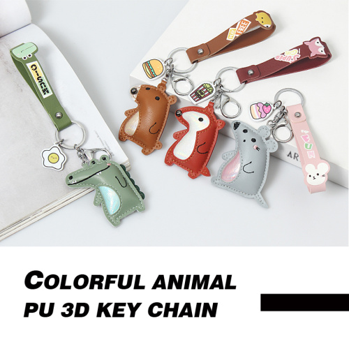 PU Key chain Colorful animal PU fashion key chain Manufactory