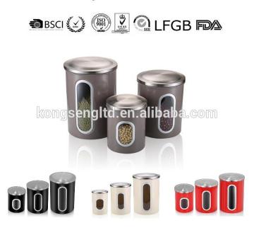 Colorful Stainless Steel Window Canister Set, Airtight Kitchen jar,Candy jar