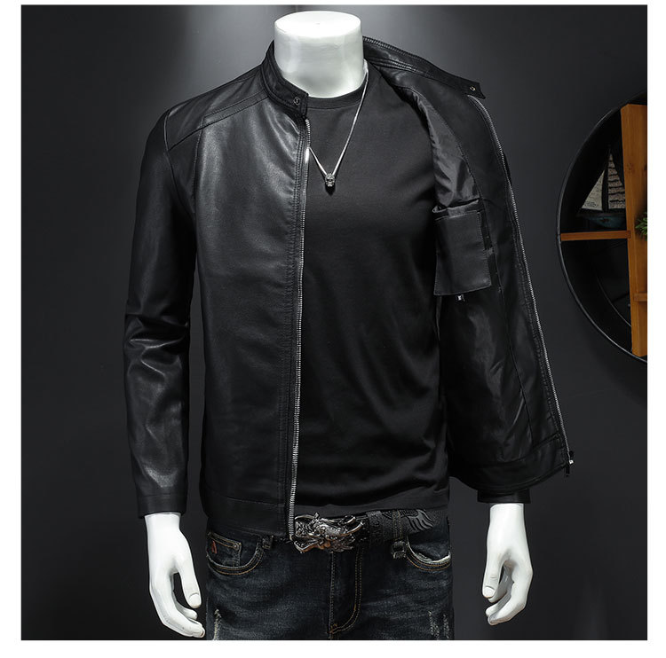 Mens Biker Artificial Fur Leather Jacket