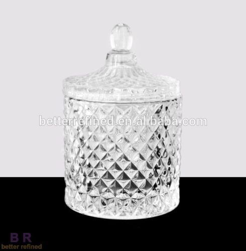 tall crystal cut glass lidded jars