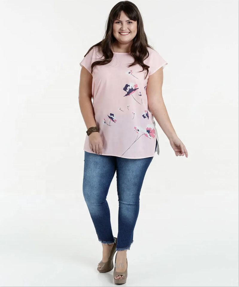 Las mujeres más nuevas blusa causal blusa corta de gasa floral