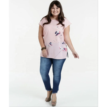 Las mujeres más nuevas blusa causal blusa corta de gasa floral