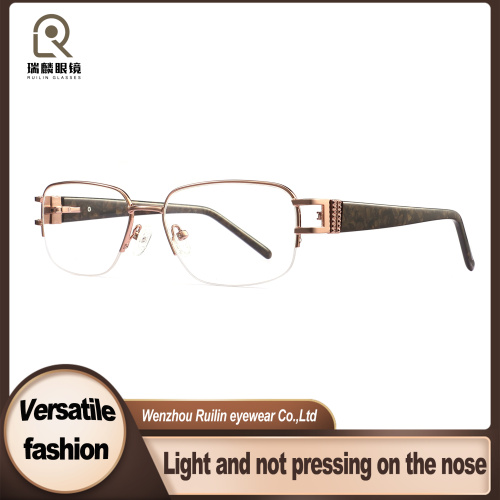Armações ópticas femininas retangulares de metal elegante