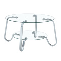 Modern Double Layer Coffee Table with Glass Top