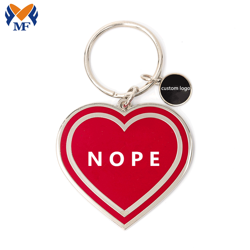 Metal Nope Heart Keychain With Charm