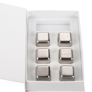 6-Piece Large Heart-Shaped Stainless Steel Reusable Ice Cubes for Beverage Chilling and Whiskey Serving
