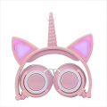 Headphone Berkabel Favorit Kartun Unicorn Kucing Bersinar Baru