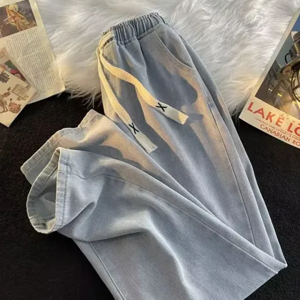 Trendy Men's Wide Leg Loose Casual Jeans Pants