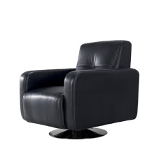 Metal Legs Black Leather Armchair Single Sofa