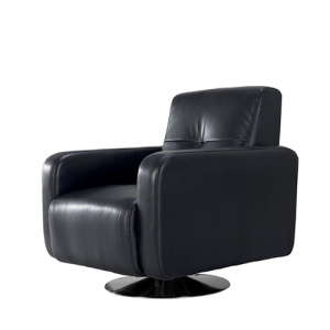 Metalen Benen Zwart Leer Fauteuil Enkelbank