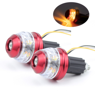 2pcs 12v LED Motorcycle Turn Signal Lights for Handlebar Corners - White and Yellow