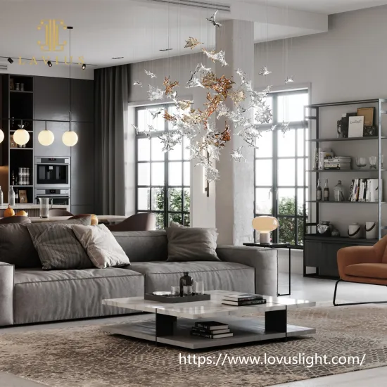 Maple leaf shape modern design crystal chandelier & pendant light for living room bedroom dinning room