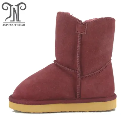 Kids children's burgundy leather boots shoes