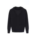 Men's Knitted Zip-through Woven Front Textured Knit Hoodie