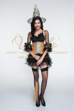 #9134 PU Spinning Halter Cinhcer Naughty Witch Costume Set