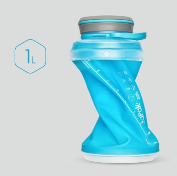 Tragbare, einziehbare Radfahrerwasserflasche - Blau und Braun