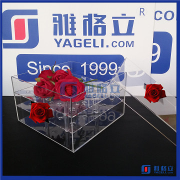 2016 Hot Sale!! Clear Acrylic Flower Box, Crystal Waterproof Clear Acrylic Rose Box