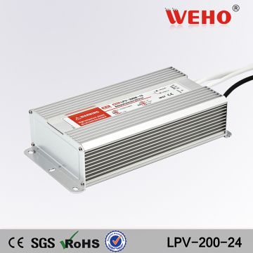 lpv-200 24v 200w 8.3a waterproof power supply with ce rohs