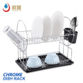 stainless steel 2 tiers kitchen plate bowl storage dish drying rack