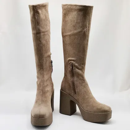 Autumn New Women's Mid-Tube High Boots: Fashion Casual Long Tube Over-the-Knee Thick-Soled Boots