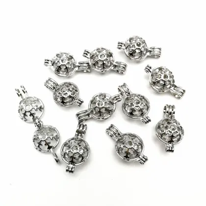 Snow Ball Hollow Pearl Pendant Necklace