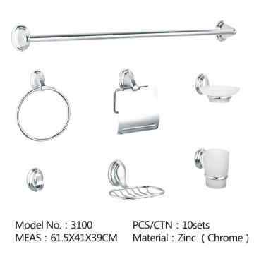 Silver Zinc Wall Mounted Bathroom Accessories Seven Sets
