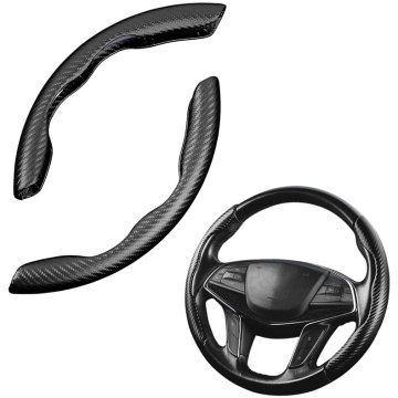 Universal Car Steering Wheel Cover with Segmented Carbon Fiber Design