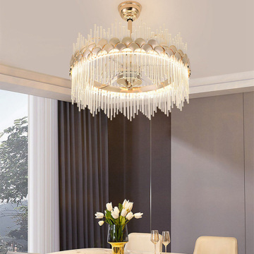 Golden Crystal Fan Chandelier for Modern Luxury Living Rooms