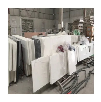 Customized Pure White Quartz Stone Slabs for Countertops and Vanity Tops