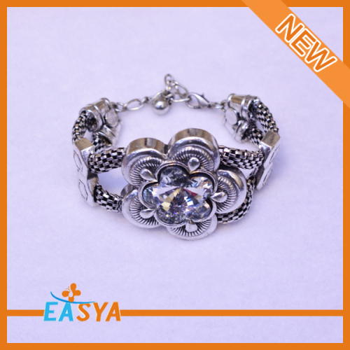 120pcs Minimum Order Quantity Antique Silver Chunky Flower Bracelet