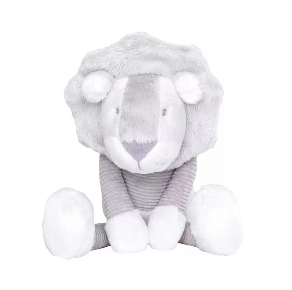 Sentado de león gris niños durmiendo peluches juguetes