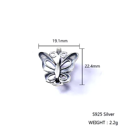 S925 Pure Silver Butterfly Button Accessories for Hanfu and Qipao