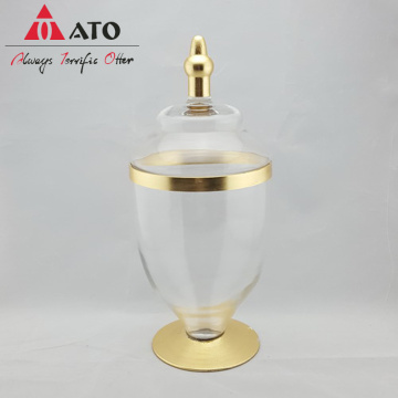 Clear candy jar with gold foil household Container