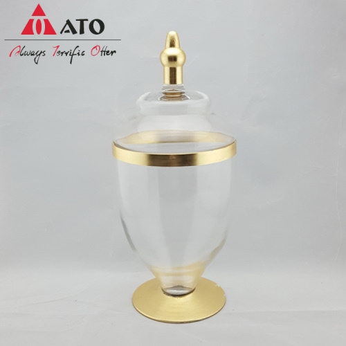 Clear candy jar with gold foil household Container