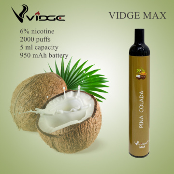 Thuốc lá điện tử 6% Nic 2 trong 1 Vidge max 2000puffs