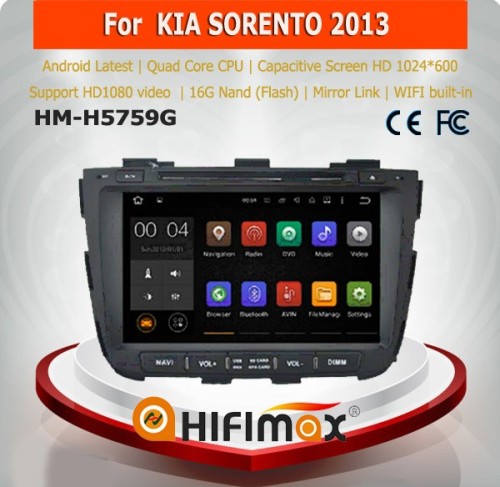 Hifimax touch screen in dash android 5.1 car radio for kia sorento 2013 2014 dvd gps navigation radio tv bluetooth system