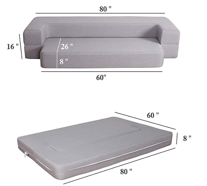 Folding Sofa Light Gray Queen 