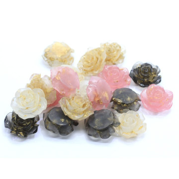 23mm Transparent Color Flower Beads No Hole Fashion Hair Ties Hairpins Making Accessory