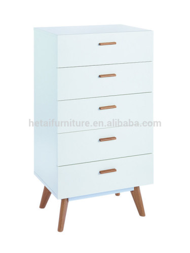 MDF wooden 5 drawers of chest, bright color high cabinet with drawers, 4 legs fashion cabinet